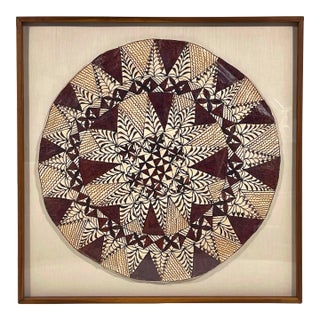 Framed Samoan Tapa Cloth For Sale