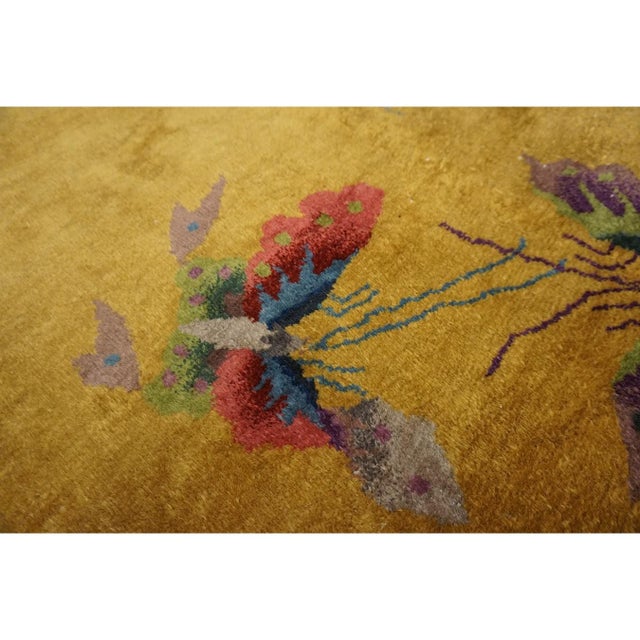 Goldenrod 1920s Goldenord Field Floral Antique Chinese Art Deco Carpet by Nichols Workshop For Sale - Image 8 of 12