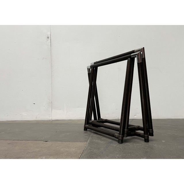 Hollywood Regency Faux Bamboo and Chrome Table Trestles, 1980s, Set of 2 For Sale - Image 15 of 18