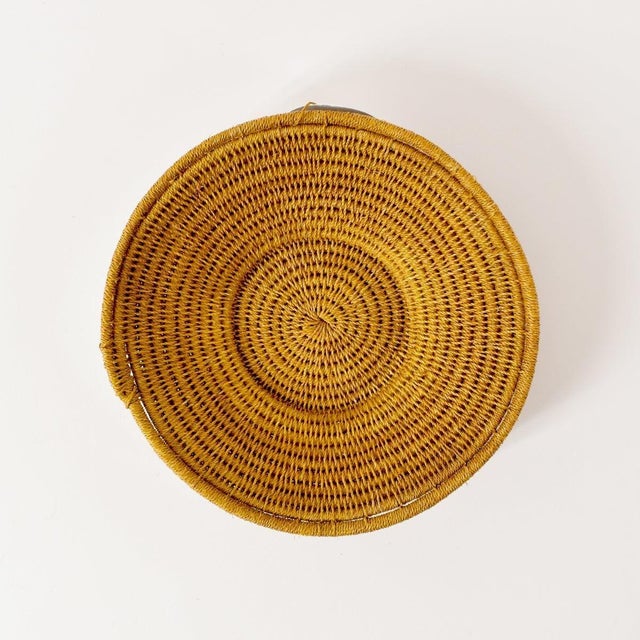 Textile Early 20th Century Sisal Handwoven Ochre Basket Eswatini 6inch For Sale - Image 7 of 8