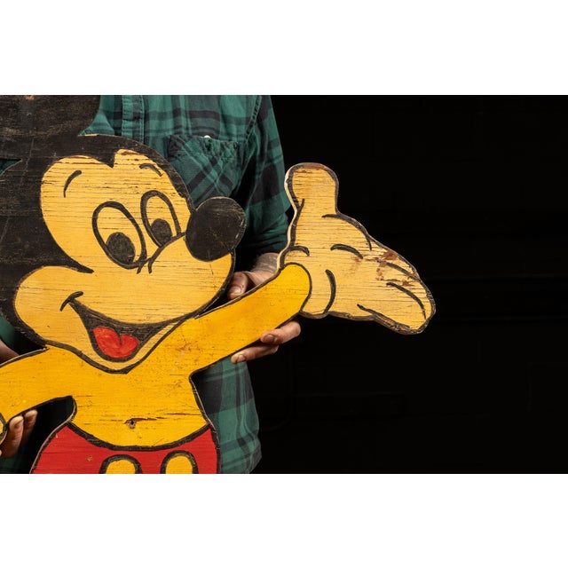 Wood Mickey Mouse and Donald Duck Painted Plywood Wall Figures For Sale - Image 7 of 11