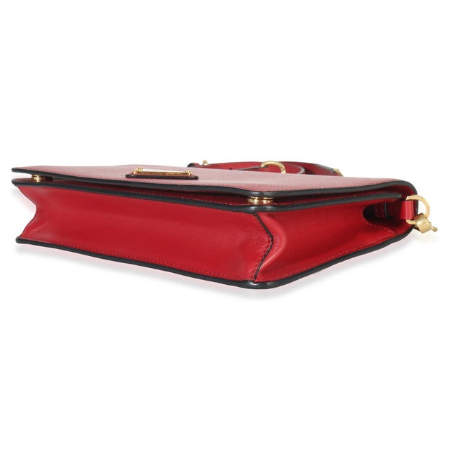 Animal Skin Red Saffiano Triangle Logo Mini Crossbody For Sale - Image 7 of 9