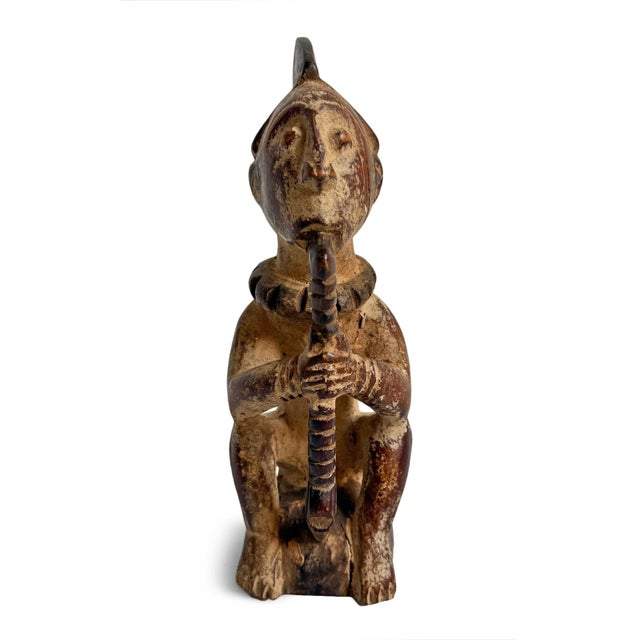 Compelling Akan, Ghana carved antique wood figure. Quiet yet powerful sense of presence rooted in West African sculptural...