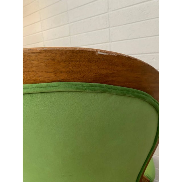 Green Early 1900s Victorian Wooden Armchair Upholstered in Vintage Colorful Groovy Print Fabric and Green Velvet For Sale - Image 8 of 12