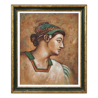 S. Pereira, Bust of Egyptian Inspiration, Oil on Canvas, Framed For Sale