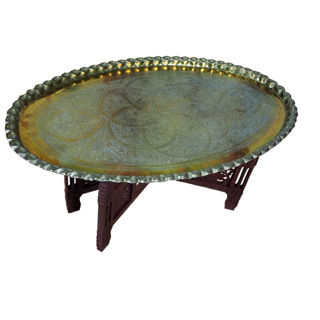 Orient Arabic Engraved Table Tray in Brass, 1950s For Sale - Image 14 of 14