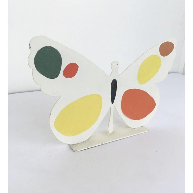 Painted White Metal Sculpture of Butterfly by Bruno Chersicla, 1980 For Sale - Image 14 of 15