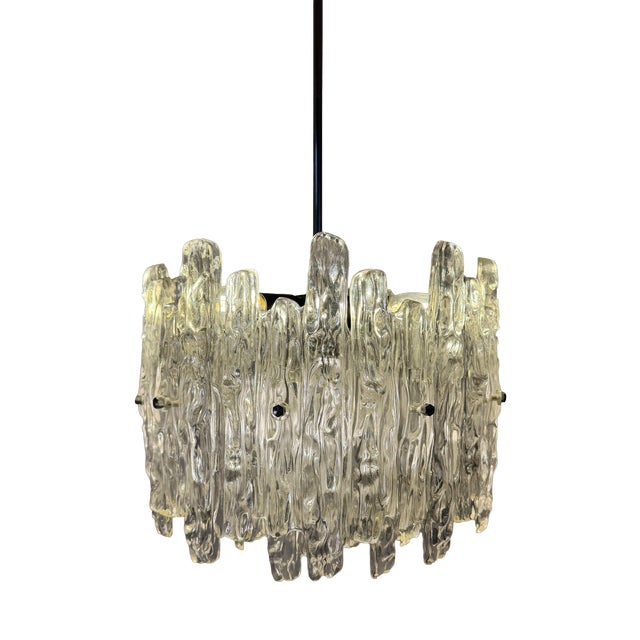 Chandelier in Ice Glass Acrylic from Veb Narva For Sale