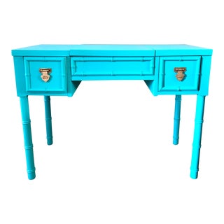 Shangri La Lacquered Bamboo Vanity/Desk For Sale