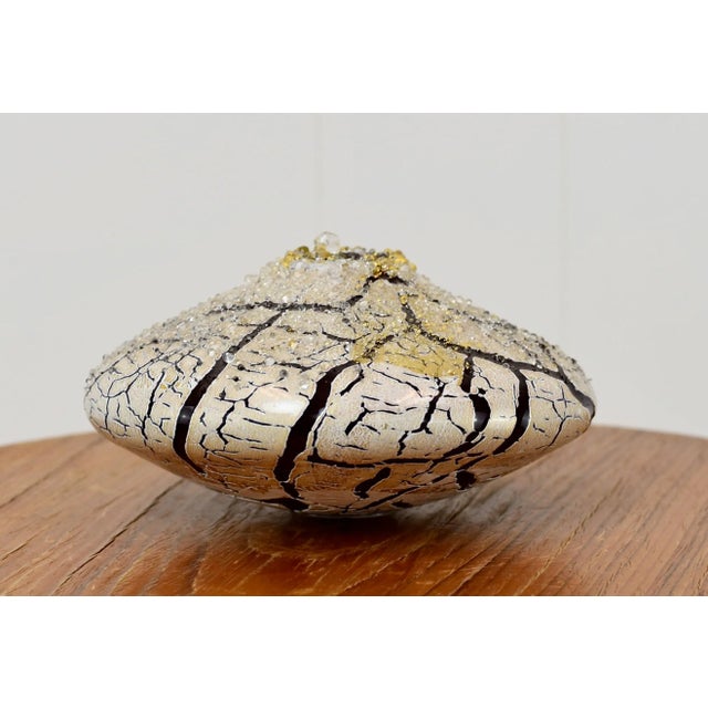 Blaker DeSomma Signed Art Glass Vase Gold Red White For Sale - Image 10 of 10