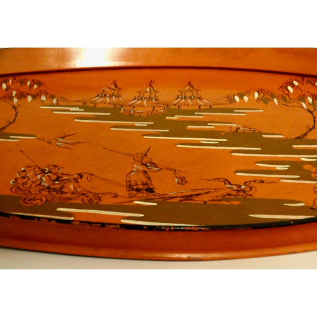 Antique French Hand Painted Chinoiserie Serving Tray For Sale - Image 16 of 17
