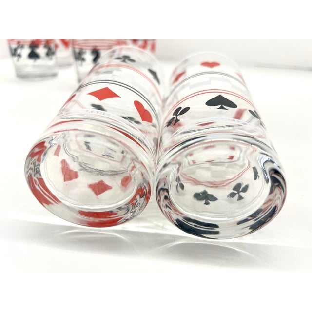 Vintage MCM Mid Century Modern Playing Card Drinking Glasses - Set of 6 Made in France For Sale - Image 13 of 14