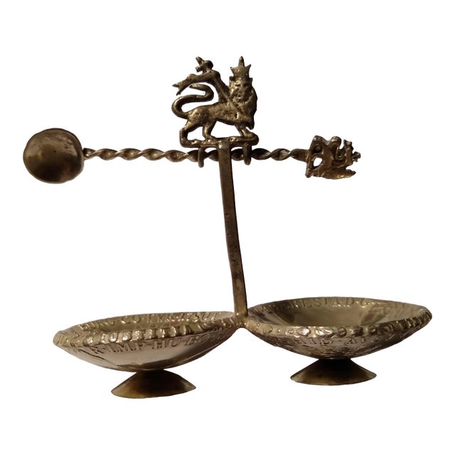 Vintage Silver Lion of Judah Salt and Pepper Holders For Sale