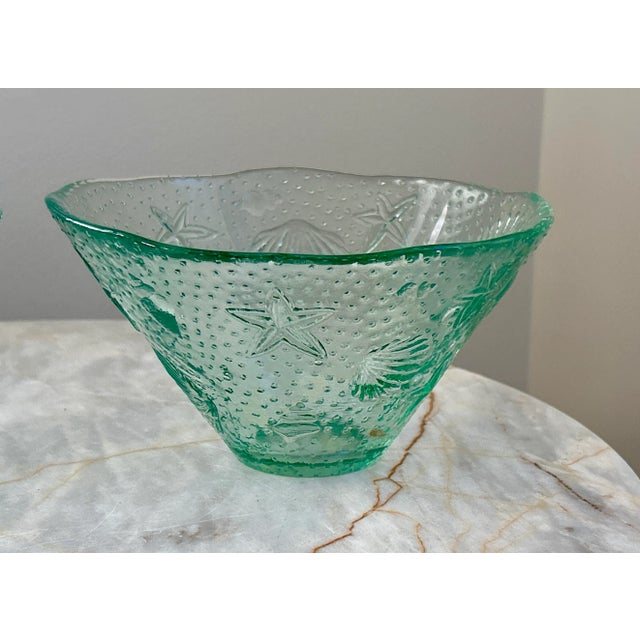 Green Spanish Starfish Embossed Green Glass Bowls - Set of 5 For Sale - Image 8 of 9