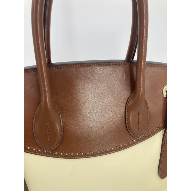 Ralph Lauren Cream and Brown Leather Rickey Bag For Sale - Image 10 of 12