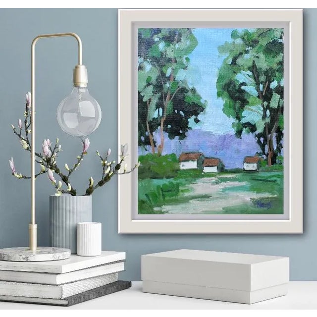 Green Modern Contemporary Impressionist Landscape Painting For Sale - Image 8 of 12