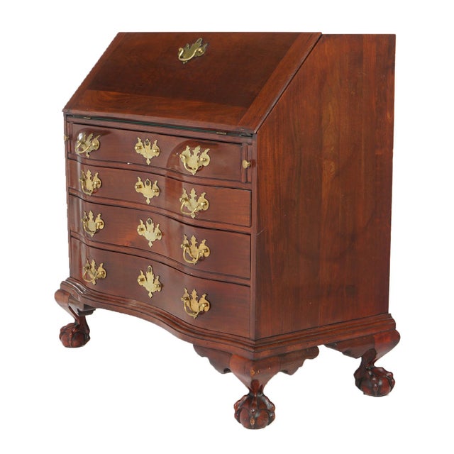 Chippendale Chippendale Style Mahogany Serpentine Drop-Front Desk by Century, 20th Century For Sale - Image 3 of 12