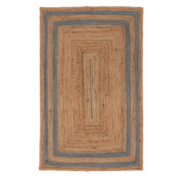 5'x8' Grey Border Rectangle Jute Handmade Rug For Sale - Image 11 of 11
