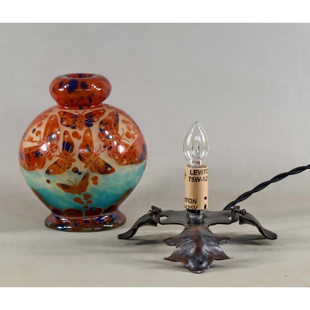 French Art Deco Incense Burner Night Lamp by Le Verre Francais Schneider - 1920s France For Sale - Image 11 of 12