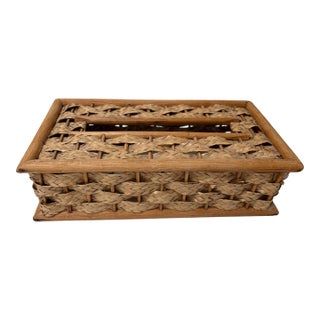 Vintage Rustic Wood Tissue Box Cover For Sale