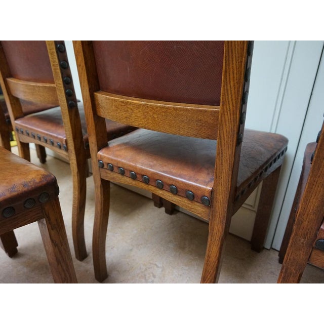 Antique Dutch Art Deco Leather Dining Chairs, 1920s, Set of 6 For Sale - Image 16 of 18