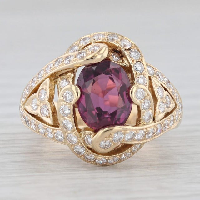 3.18ctw Ruby Diamond Ring 18k Yellow Gold Size 6.5 Cocktail Gia For Sale In Greensboro - Image 6 of 8