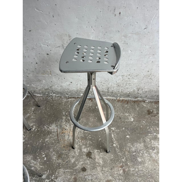 Industrial Aluminium Bar Stools, Set of 6 For Sale - Image 4 of 8