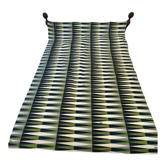 1980s Fendi Upholstery in Cream, Olive and Blue- Italian For Sale