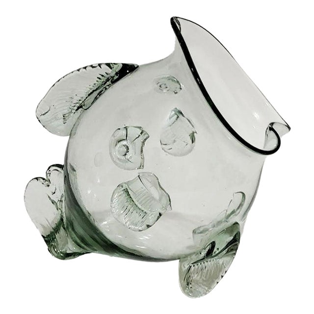 Mid-Century Blenko Style Hand Blown Fish Vase For Sale