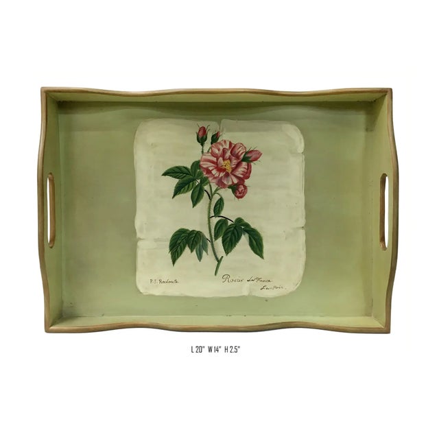Vintage Rectangular Rose Wooden Tray For Sale - Image 4 of 5