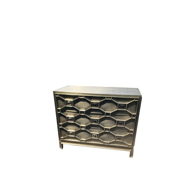 Contemporary Glabal Views Greenbriar Chest. This chest has a chromelike finish with 3 drawers. Intricately detailed...