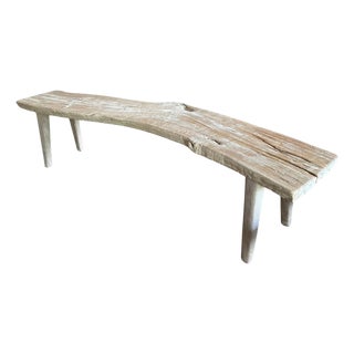 Andrianna Shamaris Curved St. Barts Teak Wood Bench For Sale
