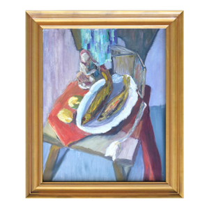 Vintage Expressionist Still Life Painting With Fish