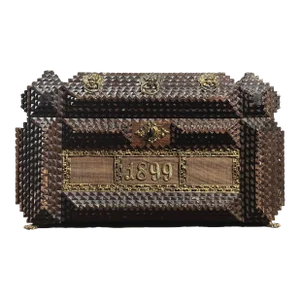 Antique ‘1899’ Tramp Art Box With Brass Detailing/Folk Art