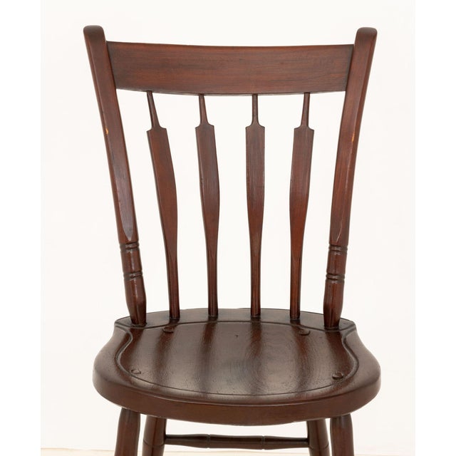 Wood American Slat Back Maple Dining Chairs, 6 For Sale - Image 7 of 8