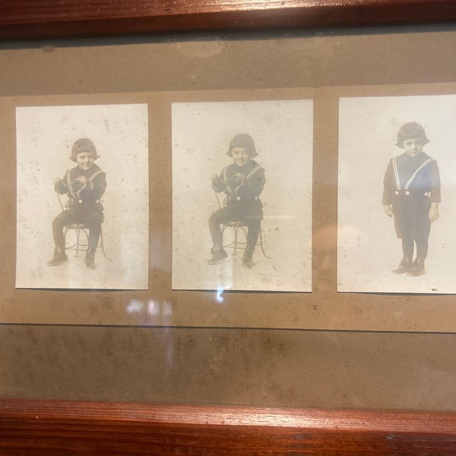 Early 20th Century Ooak 1914 Framed Series of 5 Photographs of a Toddler Boy For Sale - Image 4 of 4