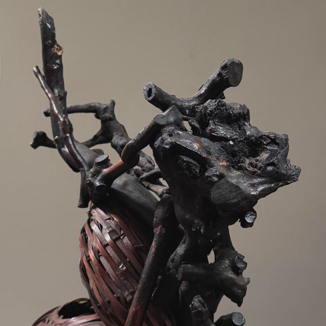 Brown Vintage Japanese Nest-Form Art Nouveau Style Ikebana Basket (Su-Ikebana Kago) For Sale - Image 8 of 12