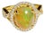 Late 20th Century 14K Yellow Gold Opal Cabochon Diamond Cocktail Ring Estate, Size 7 For Sale