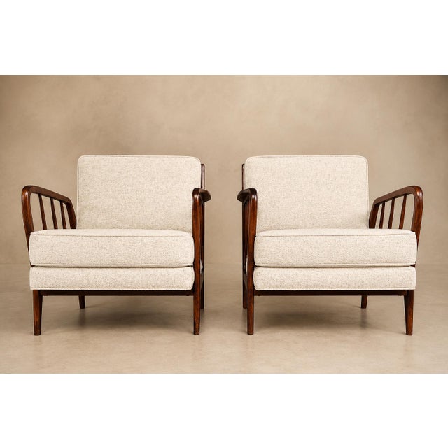 Mid-Century Brazilian Armchairs by Rino Levi, Hardwood & Bouclé, 1960s For Sale - Image 15 of 18