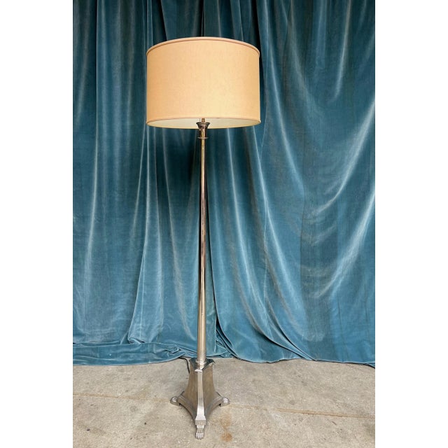 French 1940s Neoclassical Nickel-Plated Floor Lamp For Sale - Image 9 of 10
