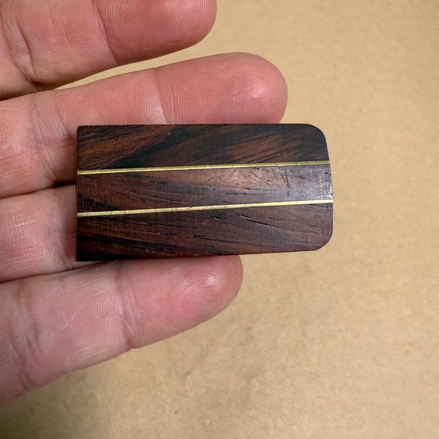 Late 20th Century 1970s Modernist Money Clip Wood and Brass For Sale - Image 5 of 6