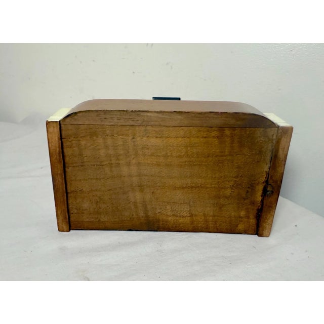 Quality Antique Handmade Wood Sterling Silver Celluloid Jewelry Box Casket For Sale - Image 9 of 11