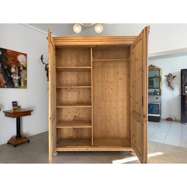 Original, rustic Biedermeier-era farmhouse cupboard, natural wood, hall cupboard. Dimensions: Height x Width x Depth 220 x...