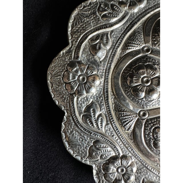 19th C Ottoman Silver Oval Wedding Mirror Decor For Sale - Image 15 of 18
