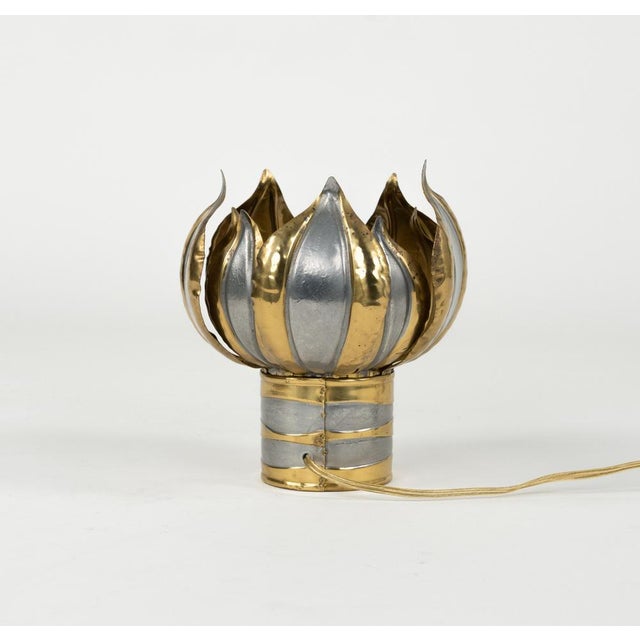 1970s Mid-Century Modern Foliage Brass Table Lamp by Isabelle & Richard Faure, 1970s For Sale - Image 5 of 9
