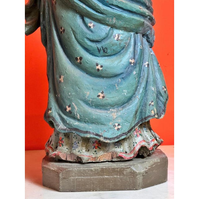 Antique Peruvian Polychromed Wood Sculpture, 1750 For Sale - Image 11 of 12
