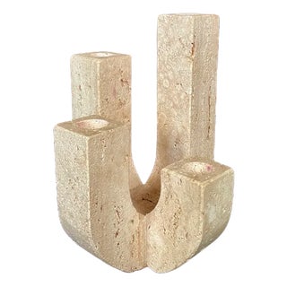 Italian Brutalist Four-Arm Candleholder in Travertine by Fratelli Mannelli, 1970s For Sale