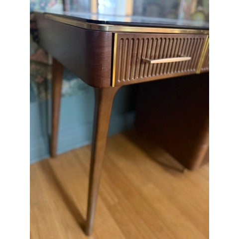 2020s 2020s Walnut Wood Makeup Vanity Table & Mirror For Sale - Image 5 of 9