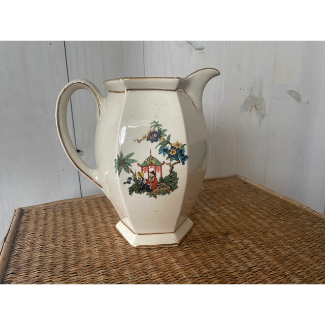 Mid 20th Century Chinoiserie Pitcher With Pagoda Design For Sale In Dallas - Image 6 of 13