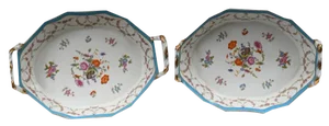 Porcelain Floral Dishes from Sevres, Set of 2